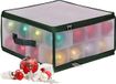 Merkloos Relaxdays Kerstballen-opbergdoos, 32 ballen, 18 x 36 x 36 cm (h x b x d), kunststof, karton, transparant/groen