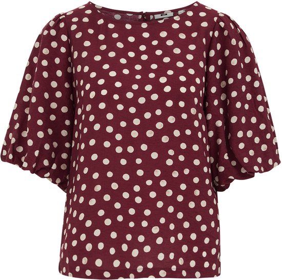 WE Fashion Dames blouse met print en ballonmouwen