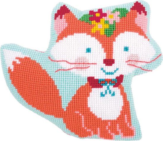 Vervaco Kruissteekvormkussen kit - Vosje met bloemetjes - PN-0155337