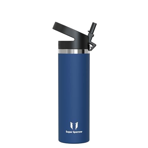 Sparrow Waterfles 750ml Metaal Fles RVS Drinkfles met Rietje
