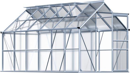 Gardebruk Tuinkas - Aluminium 7.2m² - 380x190cm - Incl. Dakraam - Regengoot Met Afvoer