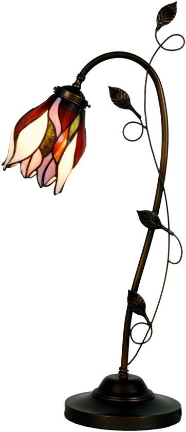 Clayre & Eef Tiffany Bloem - Bureaulamp - 62 x Ã˜ 33 cm - Multicolor