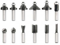 Vorel - Houtfrees Bitset - 12 Stuks - 8 mm Schacht - Voor Houtbewerking