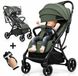 Memores Plooibuggy - Buggy Inklapbaar & Lichtgewicht - Compacte Reisbuggy voor Vliegtuig & Auto - Inclusief Regenhoes, Bekerhouder en Tassenhaken - Eénhandig Inklapbaar - Verstelbare Rugleuning - Tot 22 kg - Forest Green
