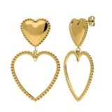 Lucardi Dames Stainless steel oorknoppen hart voor dames - Oorbellen - Staal - Goudkleurig
