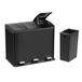 HAC24 RVS afvalbak met 3 compartimenten, 36 liter, zwart, mat