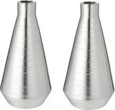 CEPEWA Set van 2x stuks ronde bloemenvaas zilver van keramiek 14 x 28 cm