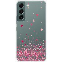 Samsung Galaxy S22 Confettis de coeurs rose bedrukt siliconen hoesje