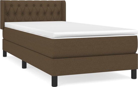 vidaXL Boxspring met matras stof donkerbruin 90x200 cm
