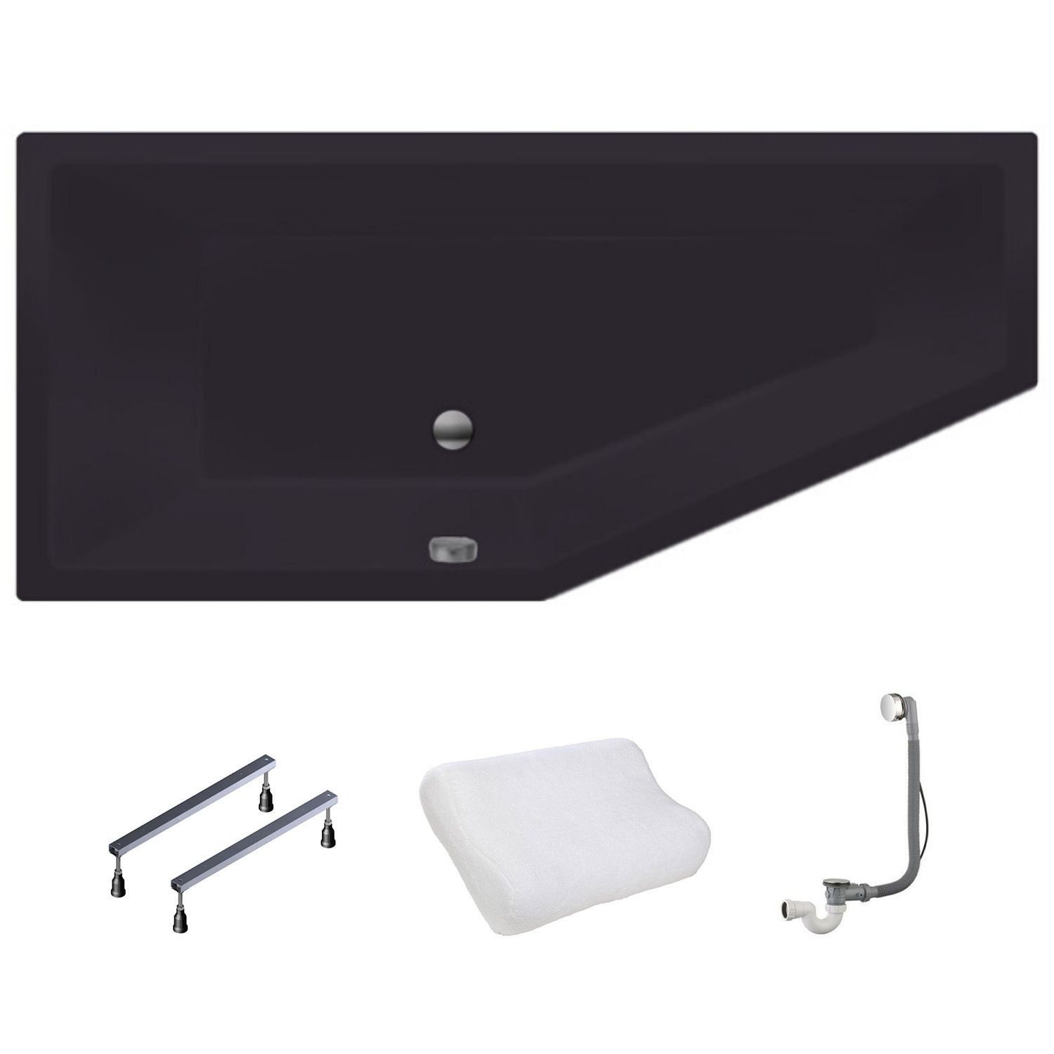 XENZ Society Compact hoekbad links 180x80 mat Antraciet