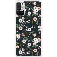 Redmi Bedrukt siliconen hoesje compatibel met Redmi Note 10 5G Flowers Noir