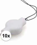 Merkloos Lampion LED lampjes - 10x stuks - Kunststof - Wit - Rond