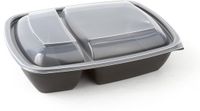 Fastpac Gastronoble Maaltijdbakje 2 vaks zwart + Deksel transparant | horeca take away | extra stevig | vriezer en magnetron | 28 x 20 cm | 1300 ml | 50 stuks