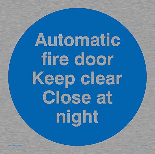 Viking Signs Viking Signs MA217-S15-MS "Automatische branddeur houden Clear Close At Night" Sign, Marine Grade roestvrij staal, 150 mm x 150 mm