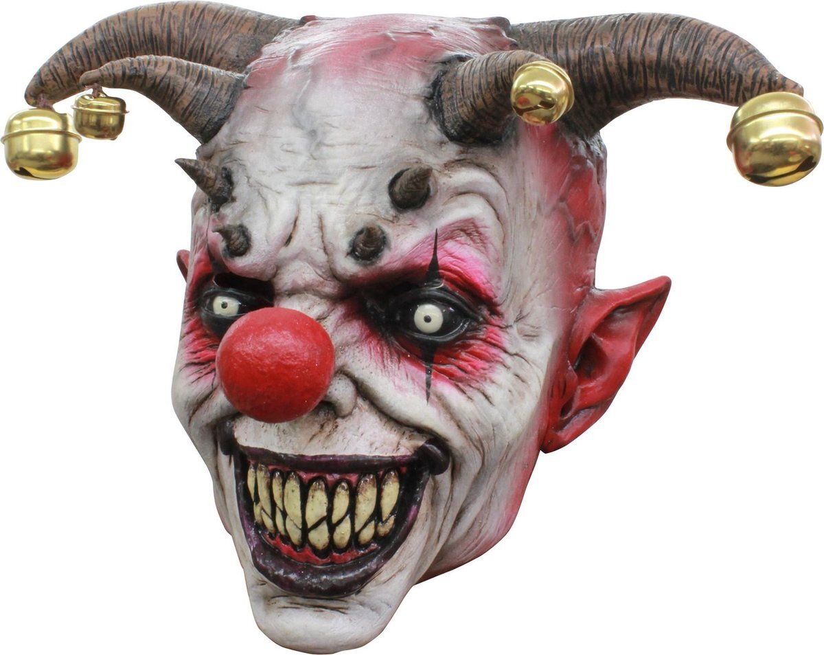 Ghoulish Productions Super Deluxe Horror Clown Masker I Hofnar I Halloween masker I 100% Latex met belletjes I Hollywood Quality