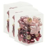 Othmar Decorations 36x Sterretjes kersthangers/kerstballen roze tinten van glas - 4 cm - mat/glans - Kerstboomversiering