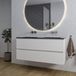 Saniclass Chaci Badkamermeubelset - 120x46x55cm - keramische wastafel zwart - 2 wasbakken - zonder kraangaten - 2 lades - ronde spiegel met verlichting - mat wit