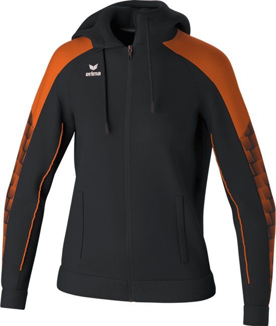 Erima Evo Star Trainingsjack Met Capuchon Dames - Zwart / Oranje - Maat 44