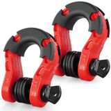 VEVOR D-ringsluiting 8 T, set van 2 stuks schakels van gelegeerd staal, 30 T breukvastheid met 22 mm schroefstift, sleepbeugel voor terreinvoertuigen, sleepaccessoires voor jeeptrucks, rood