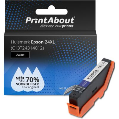 PrintAbout Huismerk Epson 24XL (C13T24314012) Inktcartridge Zwart Hoge capaciteit