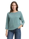 Tom Tailor Shirt met lange mouwen en knoopdetails - Maat XS - mint green regular stripe