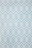 Safavieh Dhurrie Collection DHU556 tapijt voor binnen, rechthoekig, vlak geweven, voor woonkamer, slaapkamer of elk interieur, blauw/ivoor, 122 x 183 cm
