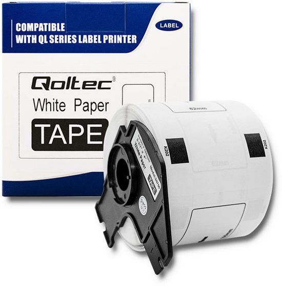 Qoltec - Tape - 62mm x 100mm - 300 labels - White - Black print