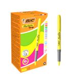 BIC Highlighter Grip Pastel & Neon – Voordeelverpakking van 18 stuks (12 Pastel & 6 Neon) – Met Comfortabele Grip