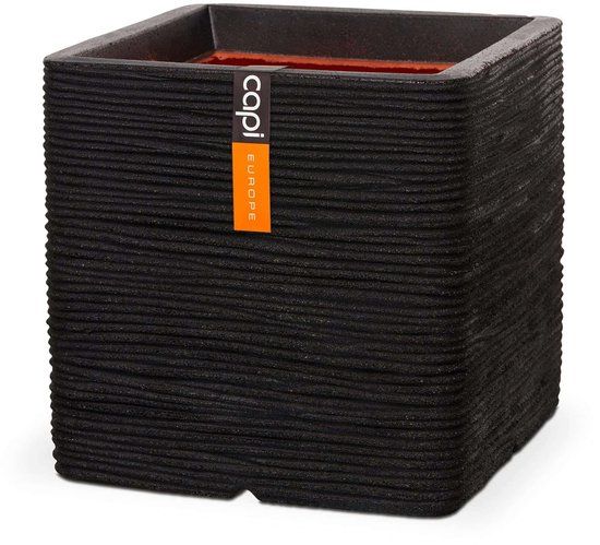 Capi Europe Bloempot vierkant Rib NL - 30x30x30 cm - Zwart
