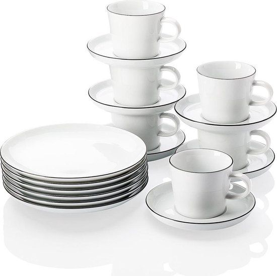 Arzberg Koffieset Cucina Colori Zwart 18-Delig
