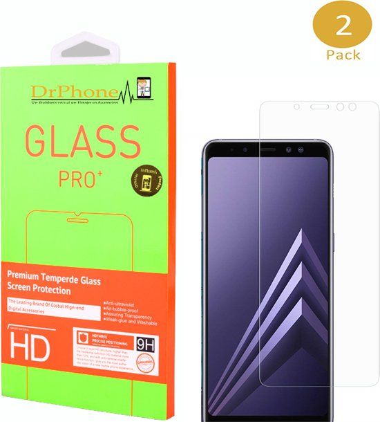 Drphone 2 x A8+(Plus) 2018 Glas - Glazen Screen protector - Tempered Glass 2.5D 9H (0.26mm