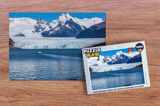 MuchoWow Puzzel Een bootje voor de Perito Moreno gletsjer - Legpuzzel - Puzzel 1000 stukjes volwassenen