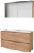Basic Line Comfort 46 Badkamermeubelset - 120 x 46 cm - Greeploos - 2 Lades - Acryl Wastafel - 2 Kraangaten - Spiegelkast - Whisky Oak