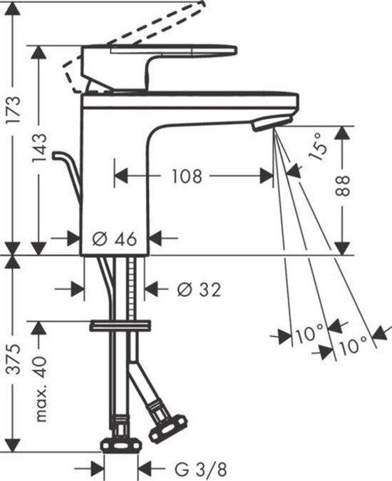 Hansgrohe Vernis Wastafelkraan 108 - Chroom - Incl. Afvoergarnituur