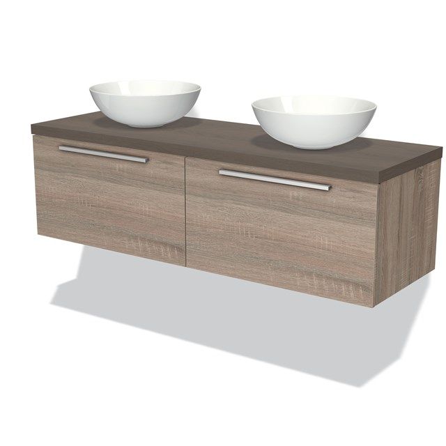 Maxaro Badkamermeubel Modulo Plato Eiken 140cm - Donkerbruin Eiken