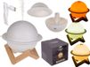 Luchtbevochtiger/olie-diffuser, planeet, met houten stand, 3 lichtniveaus & USB-kabel, voor ca. 110 ml, ca. 13,8 x 10,5 cm, van kunststof, in geschenkdoos