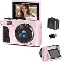 SZSMART WD3 8K 88MP autofocus vlogcamera met wifi, 3 inch 180° kantelbaar scherm en 18x zoom + 2 batterijen - Roze