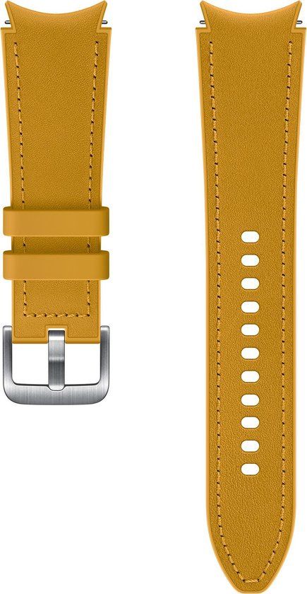 Samsung Hybride lederen bandje - Geschikt voor Samsung Galaxy Watch4 - S/M - Mosterdgeel