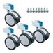 SOTECH set de 4 roulettes Hamm Ø 63 mm hauteur 74,5 mm, blanc/gris, capacité de charge 35 kg, profil en U pour épaisseur de paroi 19 mm, avec frein vis de fixation inclus