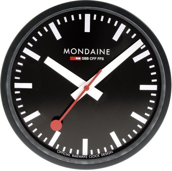 Mondaine Official Railway Clock Stations Wandklok A990.CLOCK.64SBB - Zwart - 25cm
