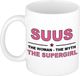 Bellatio Decorations Naam cadeau Suus - The woman, The myth the supergirl koffie mok / beker 300 ml - Oudroze Keramiek