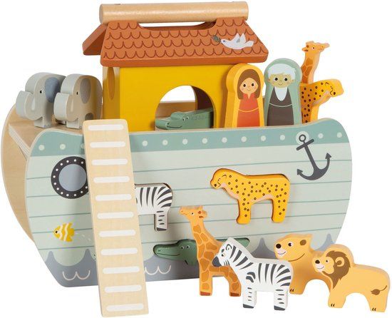 Small Foot Ark van Noach Safari - Houten Vormenstoof - 15dlg. - Educatief Spel - 12+ maanden