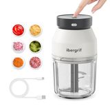 Ibergrif M503 Mini-hakmolen, elektrische hakmolen voor de keuken, 400 ml, USB-oplaadbaar, multifunctioneel, draagbaar, elektrisch, voor groenten, fruit, vlees en voedingssupplementen voor kinderen