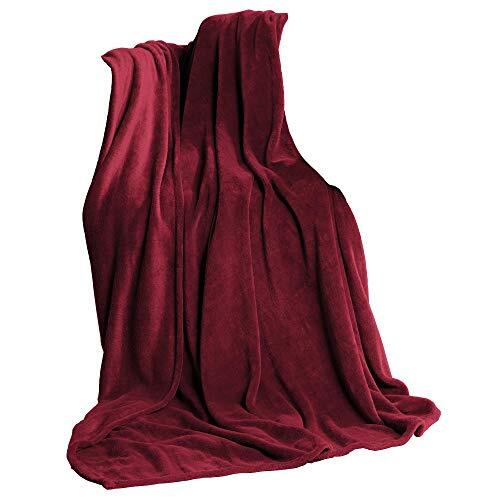 CelinaTex Tv-deken, knuffeldeken 150 x 200 cm, bordeaux, coralfleece, sprei, microvezel, sofadeken, overtrek