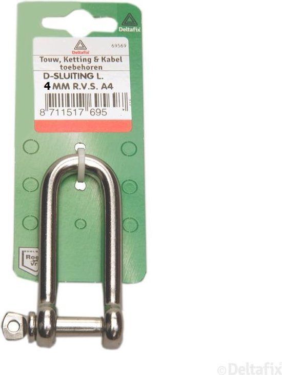 Deltafix D-sluiting lang model r.v.s. a4 4 mm 1 st.