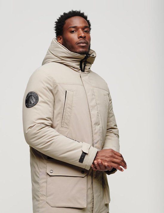Superdry City Padded Parka Jacket Men - Stone Dark Grey - Size XL