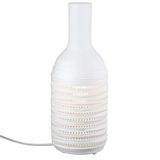 GILDE Tafellamp Sacoma - Mat Wit Porselein - Flesvorm met Patroon - 31cm x Ø 12cm