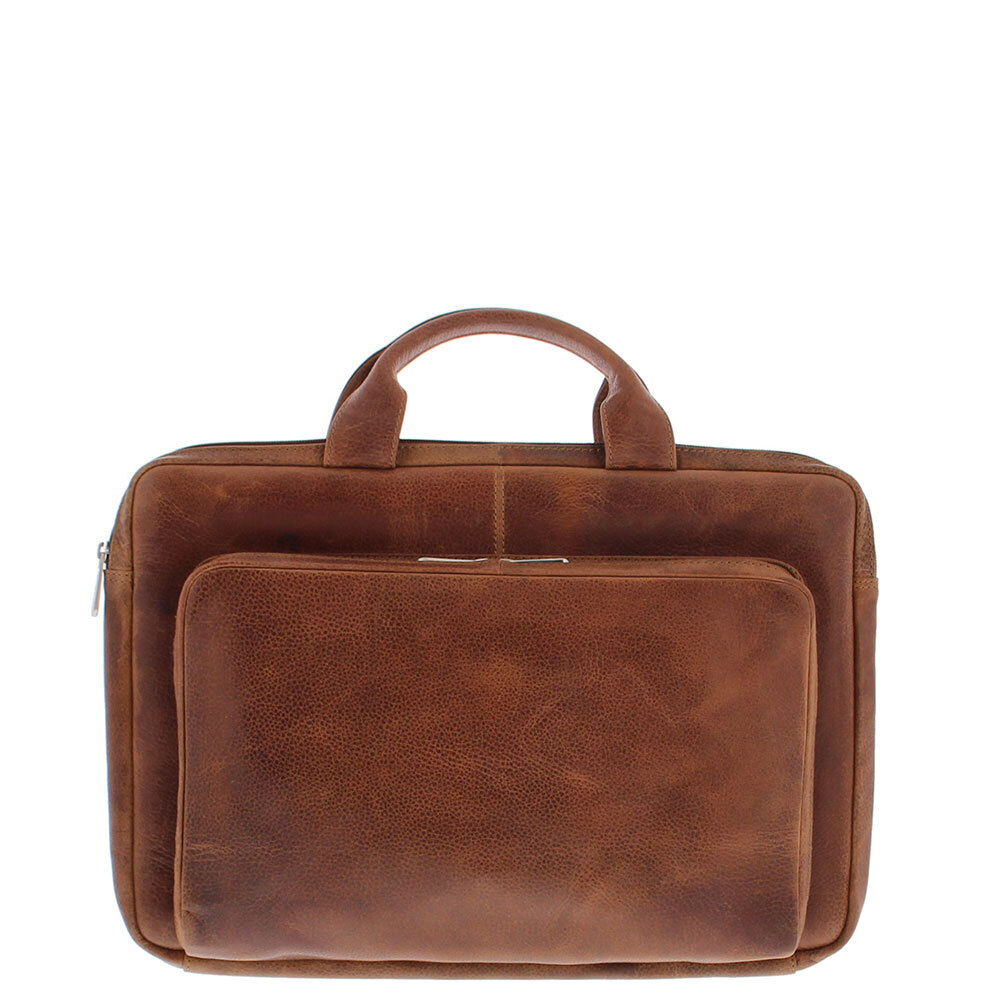 Plevier 15-15.6 inch sleeve/tas volnerf rundleer cognac