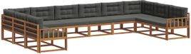 vidaXL - Salon d'extérieur - 10 pièces - Naturel et Anthracite
