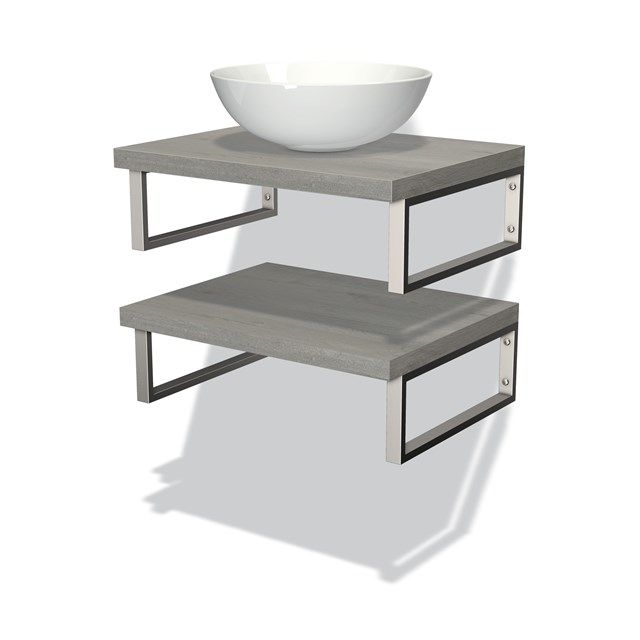 Maxaro Badkamermeubel Modulo Plato Grijs Eiken 60 cm 2 Wastafelbladen